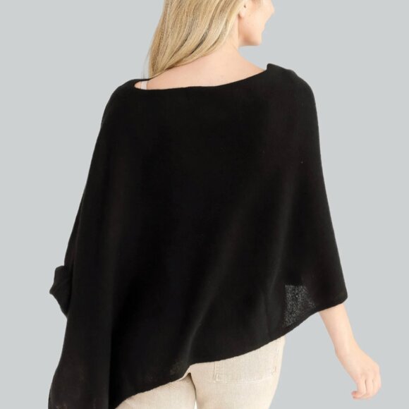 100% Black Cashmere Dress Topper, Women's Poncho *NWT* - Picture 2 of 14